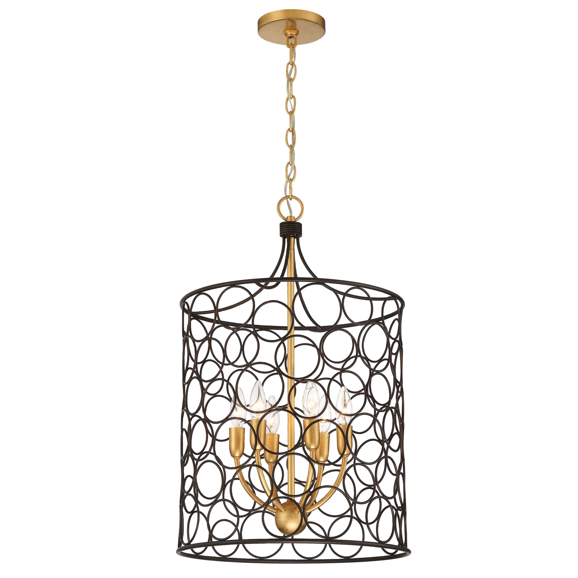 Crystorama Stemmons 6-Light Foyer Light in Bronze and Antique Gold