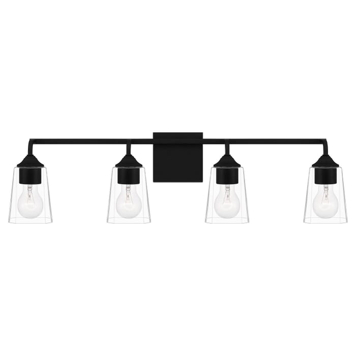 Thoresby 4-Light Bathroom Vanity Light in Matte Black Thoresby 4-Light Bathroom Vanity Light in Matte Black