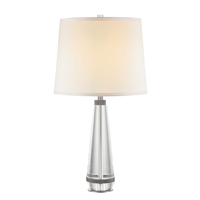 Alora Calista Table Lamp in Polished Nickel And White Silk Alora Calista Table Lamp in Polished Nickel And White Silk