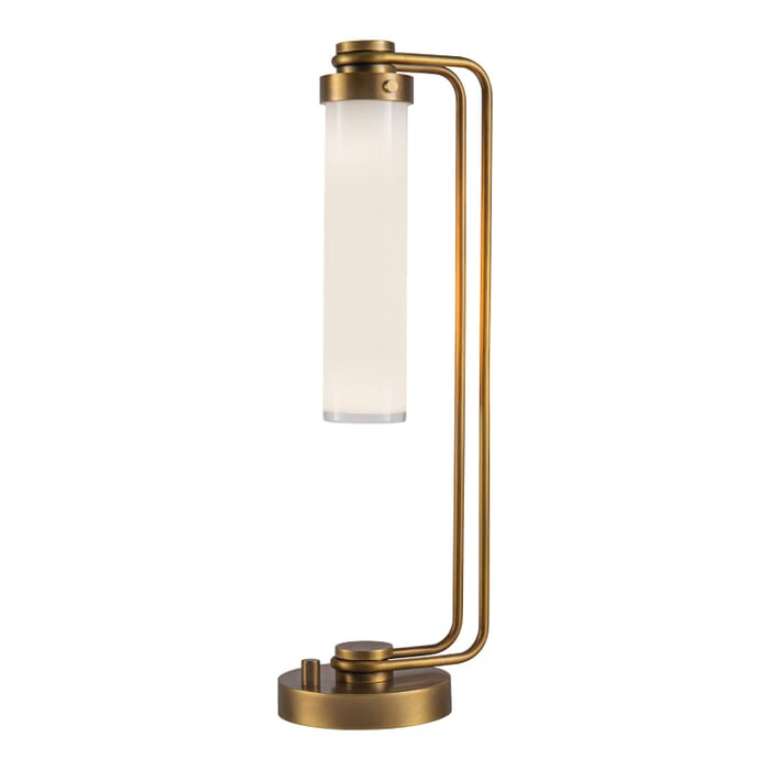 Wynwood 1-Light Table Lamp in Vintage Brass with Glossy Opal Glass Wynwood 1-Light Table Lamp in Vintage Brass with Glossy Opal Glass