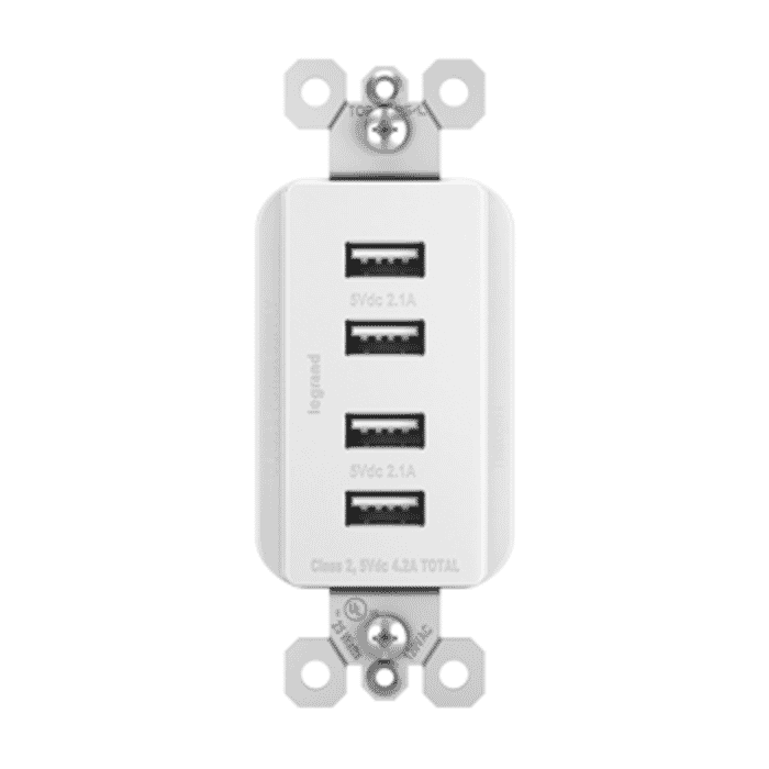 LeGrand Radiant 4-USB Port Outlet in White LeGrand Radiant 4-USB Port Outlet in White