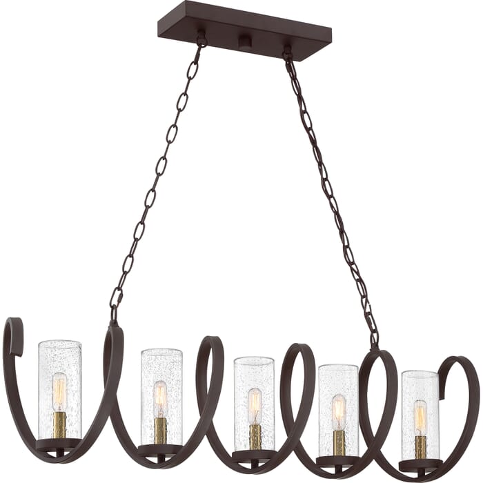 Quoizel Tumult 5-Light 40" Kitchen Island Light in Western Bronze Quoizel Tumult 5-Light 40" Kitchen Island Light in Western Bronze