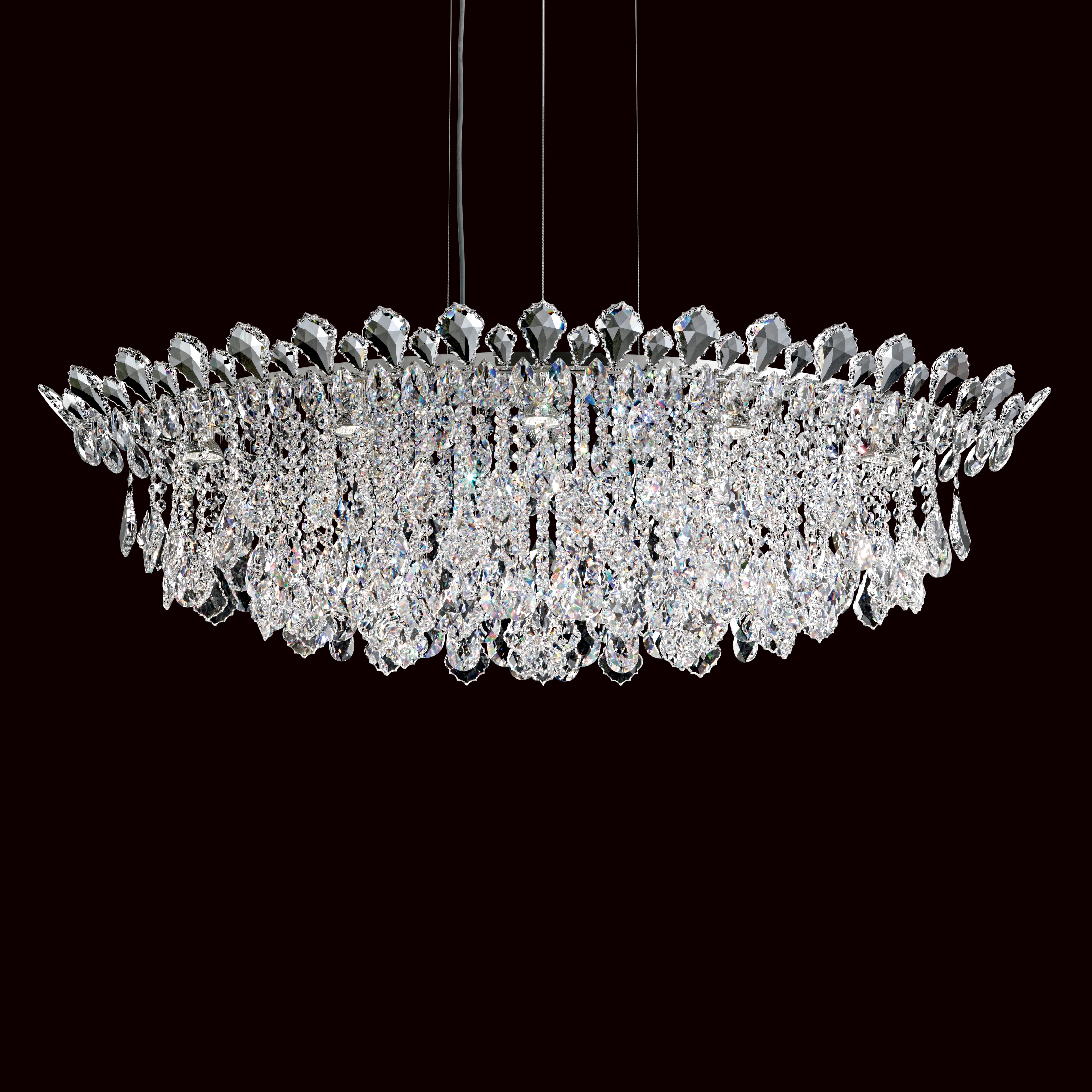 Schonbek Trilliane Strands 8-Light Pendant in Stainless Steel with Clear Heritage Crystals