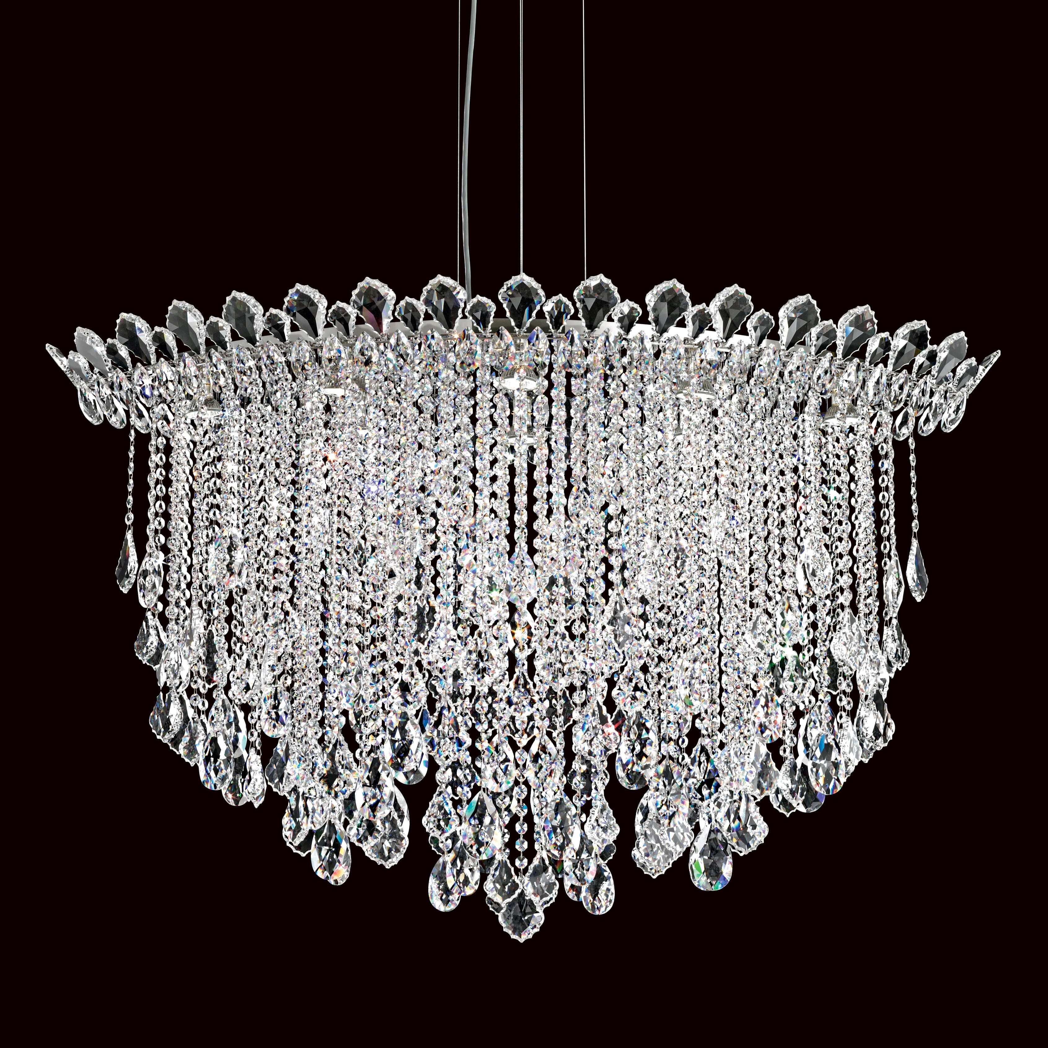 Schonbek Trilliane Strands 8-Light Pendant in Stainless Steel with Clear Heritage Crystals