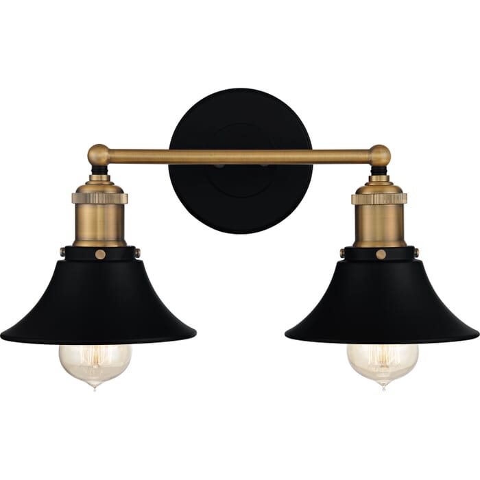 Trafalgar 2-Light Bathroom Vanity Light in Matte Black Trafalgar 2-Light Bathroom Vanity Light in Matte Black