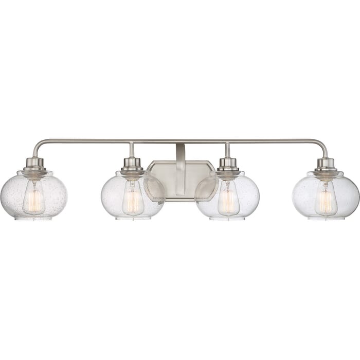 Quoizel Trilogy 4-Light 8" Bathroom Vanity Light in Brushed Nickel Quoizel Trilogy 4-Light 8" Bathroom Vanity Light in Brushed Nickel