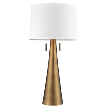 Muse 2-Light Hand Painted Antique Gold Table Lamp With Off-White Shantung Shade
