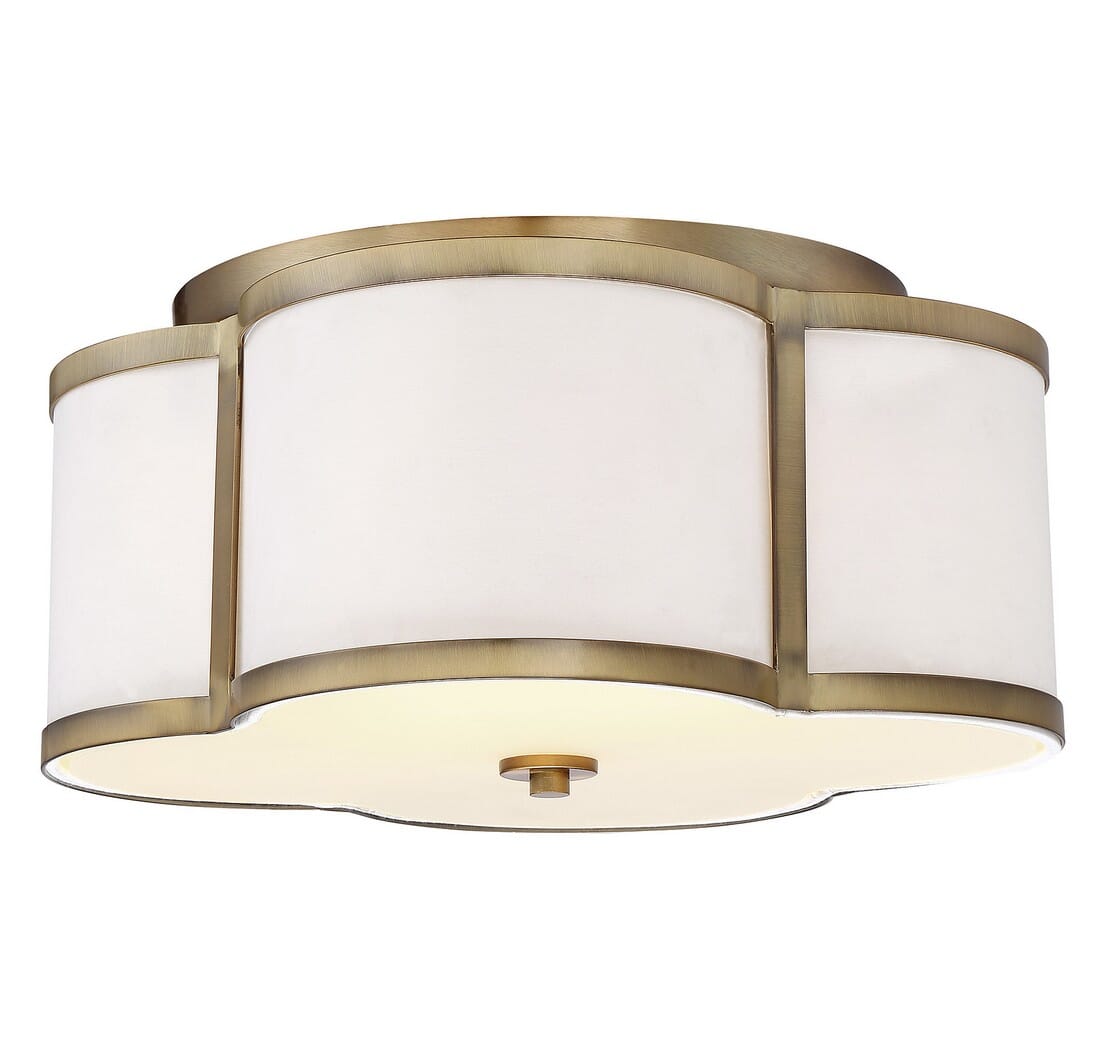 Trade Winds Quatrefoil Flush Mount Ceiling Light in Natural Brass