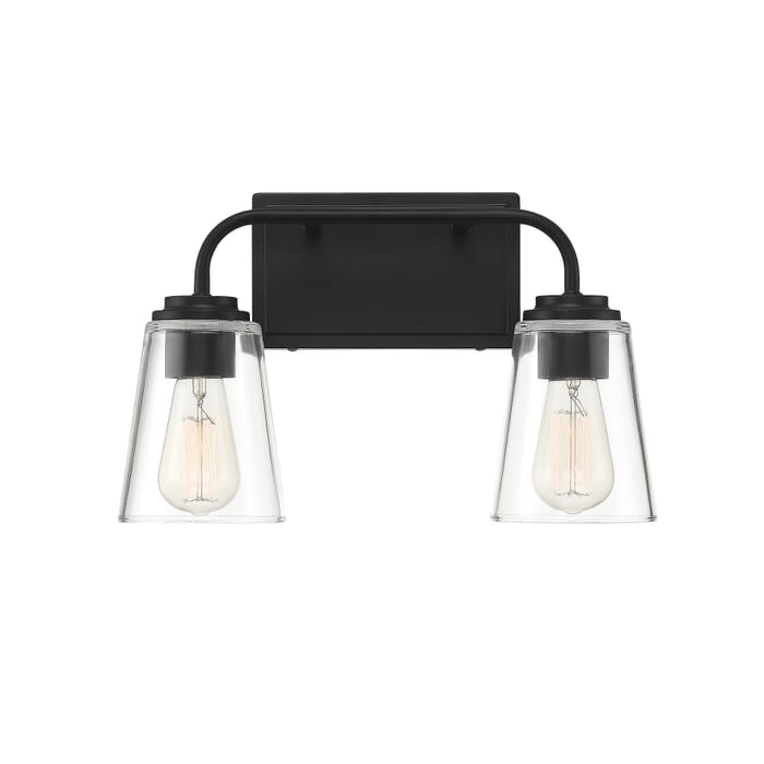 Trade Winds Lighting 2-Light Bathroom Vanity Light In Matte Black Trade Winds Lighting 2-Light Bathroom Vanity Light In Matte Black
