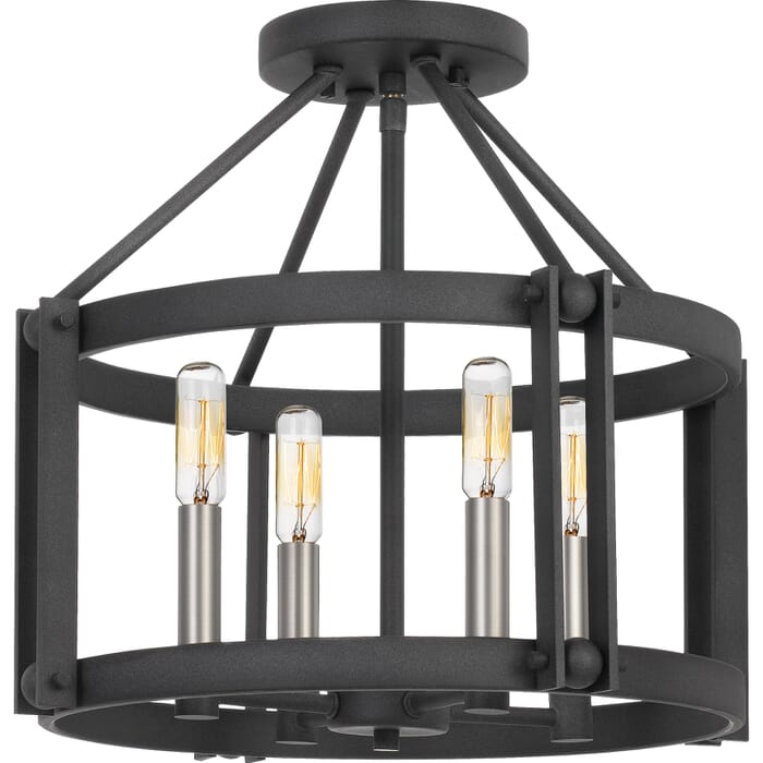 Quoizel Victor 4-Light 16" Ceiling Light in Mottled Black Quoizel Victor 4-Light 16" Ceiling Light in Mottled Black