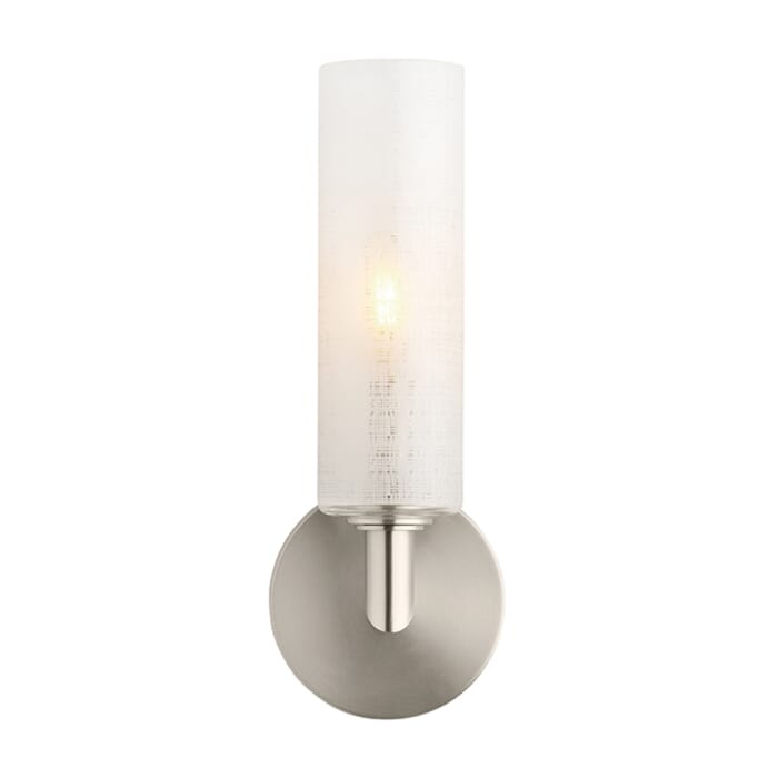 Tech Vetra 13" Wall Sconce in Satin Nickel and Linen Tech Vetra 13" Wall Sconce in Satin Nickel and Linen