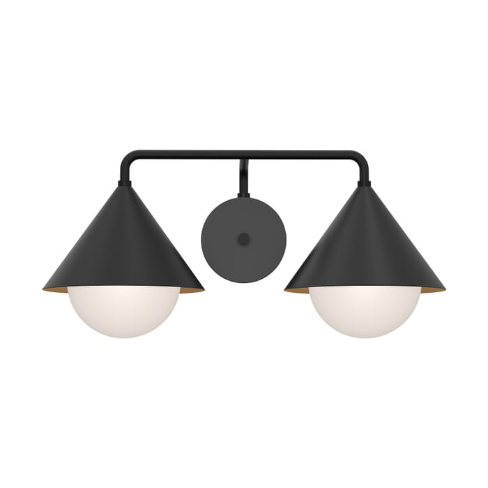 Remy 2-Light Bathroom Vanity Light in Matte Black with Opal Glass Remy 2-Light Bathroom Vanity Light in Matte Black with Opal Glass