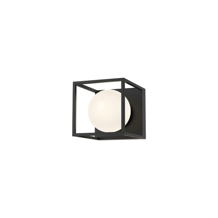 Amelia 1-Light Bathroom Vanity Light in Matte Black with Opal Glass Amelia 1-Light Bathroom Vanity Light in Matte Black with Opal Glass