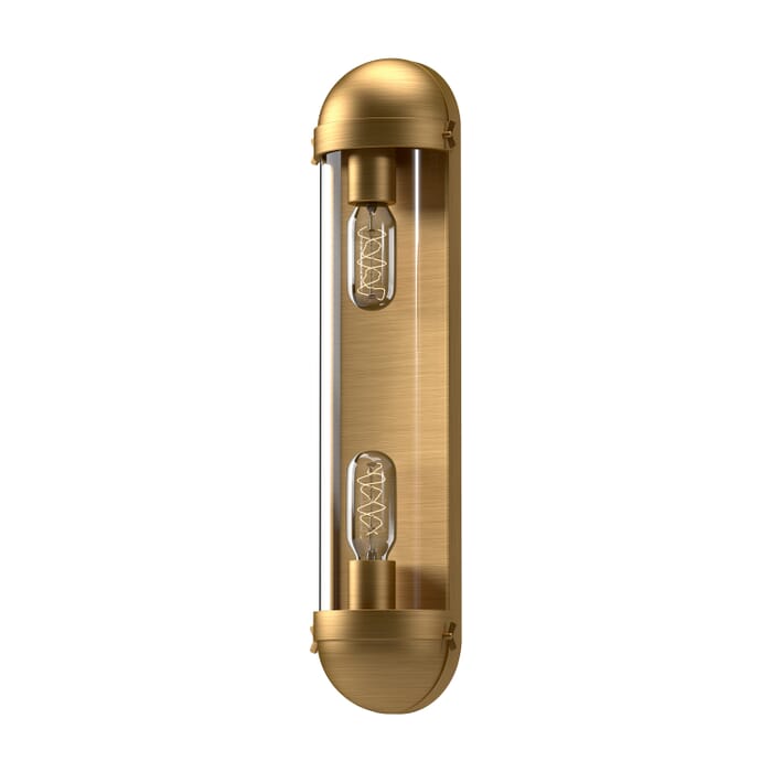 Cyrus 2-Light Bathroom Vanity Light in Aged Gold with Clear Glass Cyrus 2-Light Bathroom Vanity Light in Aged Gold with Clear Glass
