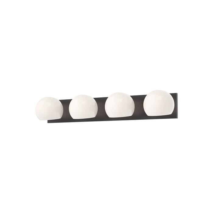 Willow 4-Light Bathroom Vanity Light in Matte Black with Opal Glass Willow 4-Light Bathroom Vanity Light in Matte Black with Opal Glass