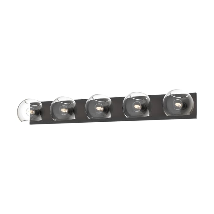 Willow 5-Light Bathroom Vanity Light in Matte Black with Clear Glass Willow 5-Light Bathroom Vanity Light in Matte Black with Clear Glass