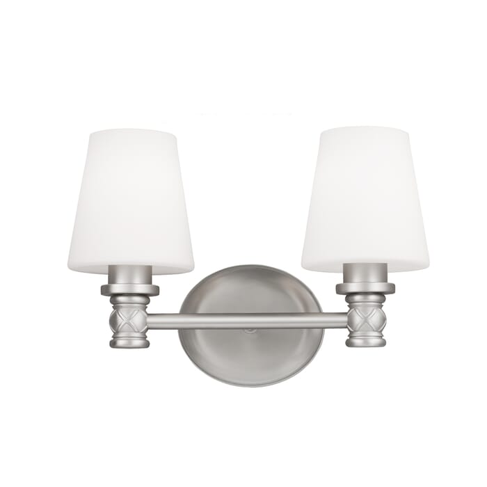 Feiss Xavierre 2-Light Bathroom Vanity Light in Satin Nickel Feiss Xavierre 2-Light Bathroom Vanity Light in Satin Nickel