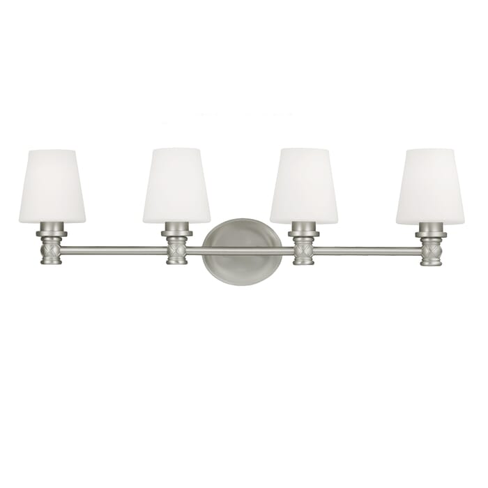 Feiss Xavierre 4-Light Bathroom Vanity Light in Satin Nickel Feiss Xavierre 4-Light Bathroom Vanity Light in Satin Nickel