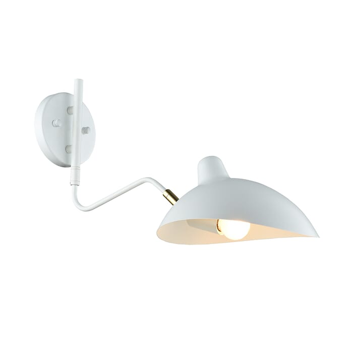 Matteo Droid 1-Light Wall Sconce In White & Brushed Gold Matteo Droid 1-Light Wall Sconce In White & Brushed Gold