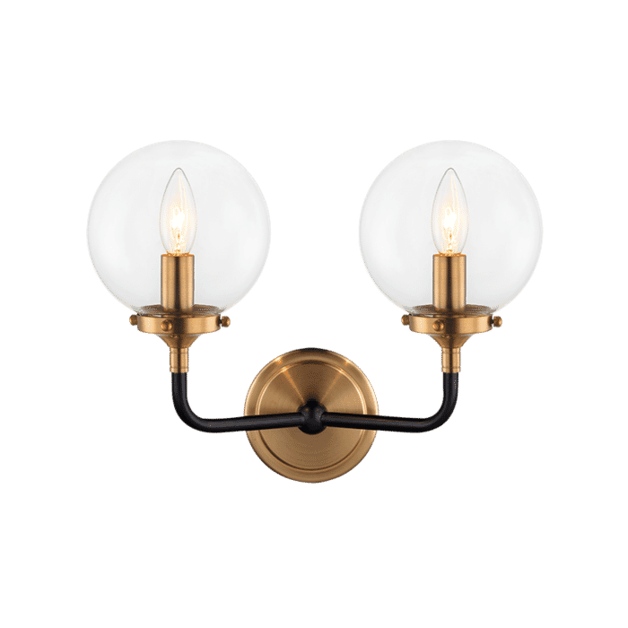 Matteo Particles 2-Light Wall Sconce In Aged Gold Brass Matteo Particles 2-Light Wall Sconce In Aged Gold Brass