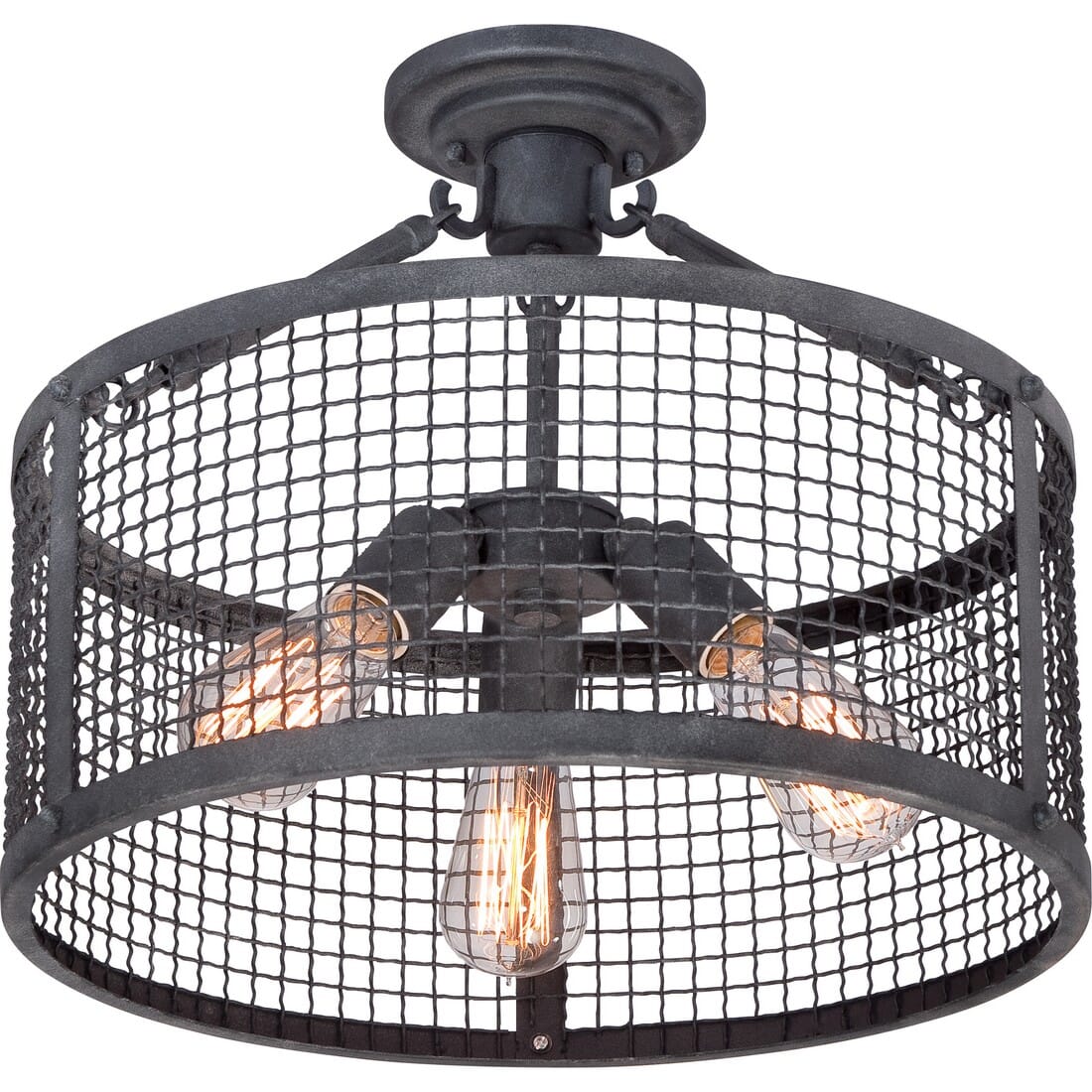 Wilder 3-Light Semi-Flush Mount in Mottled Black