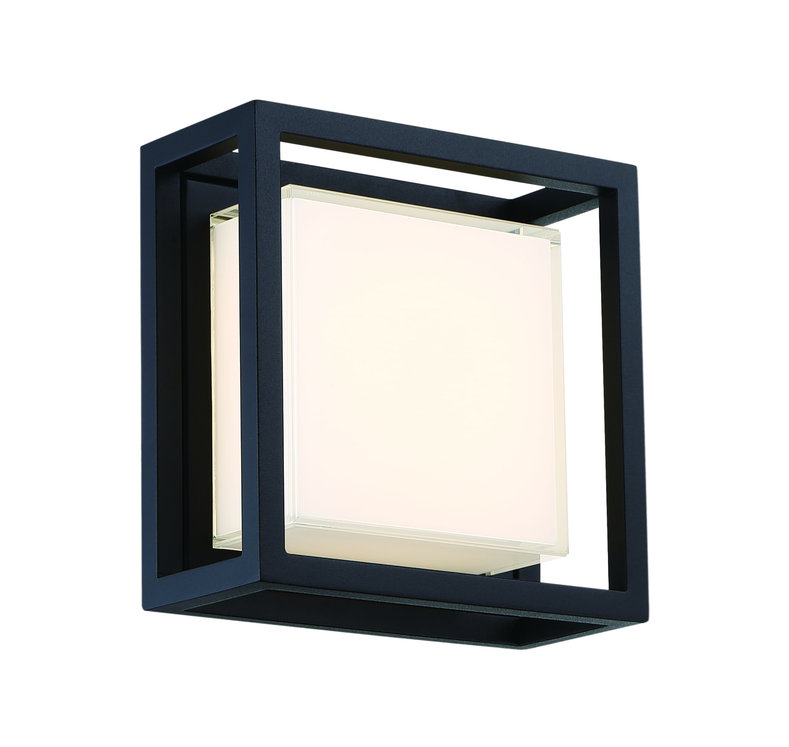 Modern Forms WS-W73608-BK Framed LED 8 inch Black Outdoor Wall Light in 8in.