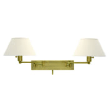 House of Troy Double Swing-Arm Wall Lamp in Satin Nickel Finish