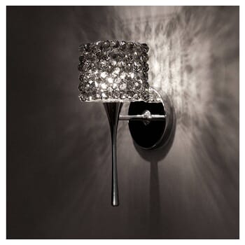 WAC Lighting 120V Mini Haven LED Torch Wall Sconce w/ Black Ice Glass Shade in Chrome