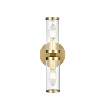 Alora Revolve 2-Light Bathroom Vanity Light tural Brassand Clear Glass