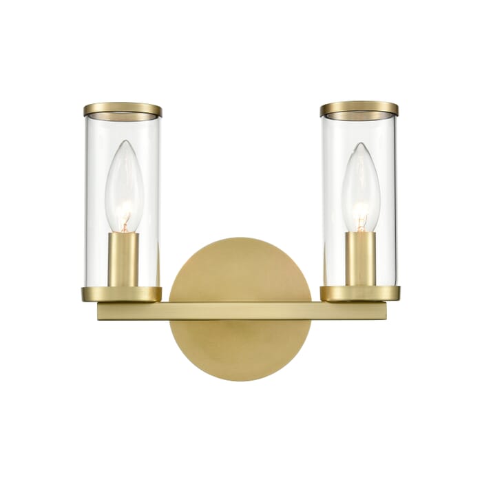 Alora Revolve 2-Light Bathroom Vanity Light tural Brass And Clear Glass Alora Revolve 2-Light Bathroom Vanity Light tural Brass And Clear Glass