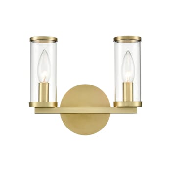 Alora Revolve 2-Light Bathroom Vanity Light tural Brass And Clear Glass