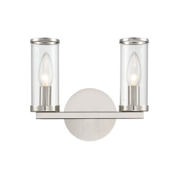 Alora Revolve 2-Light Bathroom Vanity Light in Polished Nickel And Clear Glass