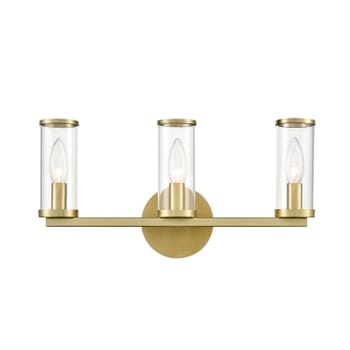 Alora Revolve 3-Light Bathroom Vanity Light tural Brass And Clear Glass
