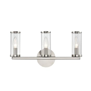 Alora Revolve 3-Light Bathroom Vanity Light in Polished Nickel And Clear Glass