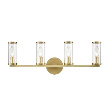 Alora Revolve 4-Light Bathroom Vanity Light tural Brass And Clear Glass
