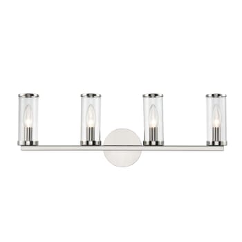 Alora Revolve 4-Light Bathroom Vanity Light in Polished Nickel And Clear Glass