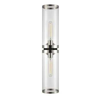 Alora Revolve 2-Light Bathroom Vanity Light in Polished Nickel And Clear Glass