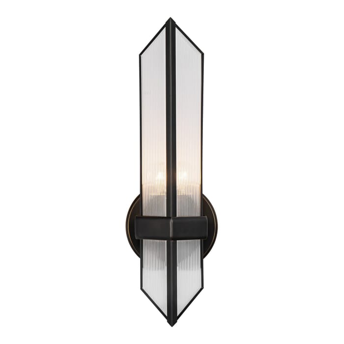 Cairo 1-Light Wall Sconce in Urban Bronze with Clear Ribbed Glass Cairo 1-Light Wall Sconce in Urban Bronze with Clear Ribbed Glass