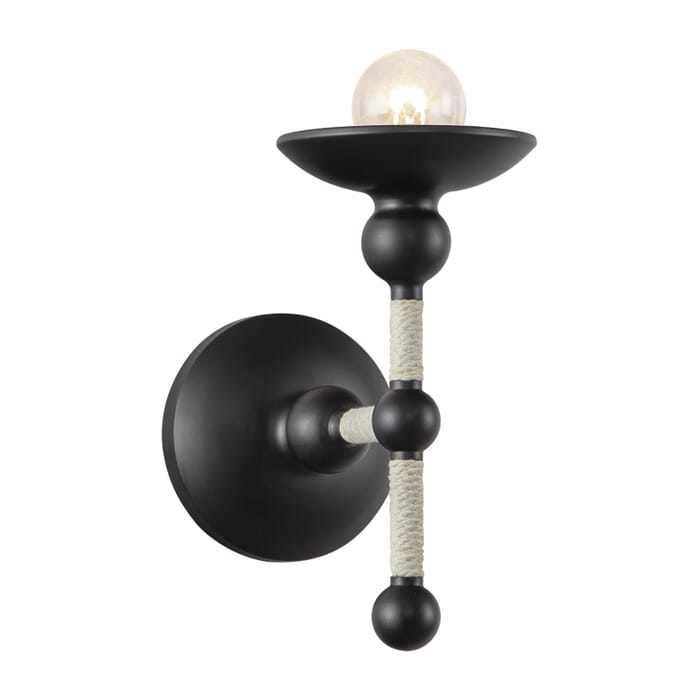 Nadine 1-Light Wall Sconce in Matte Black with Natural Cotton Nadine 1-Light Wall Sconce in Matte Black with Natural Cotton