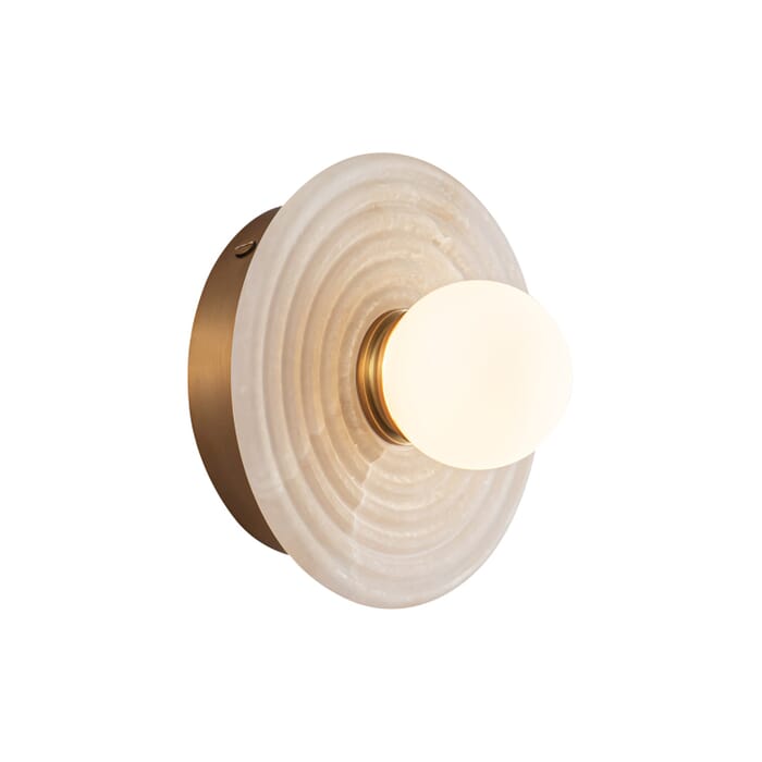 Dahlia LED Bathroom Vanity Light in Vintage Brass with Alabaster Dahlia LED Bathroom Vanity Light in Vintage Brass with Alabaster