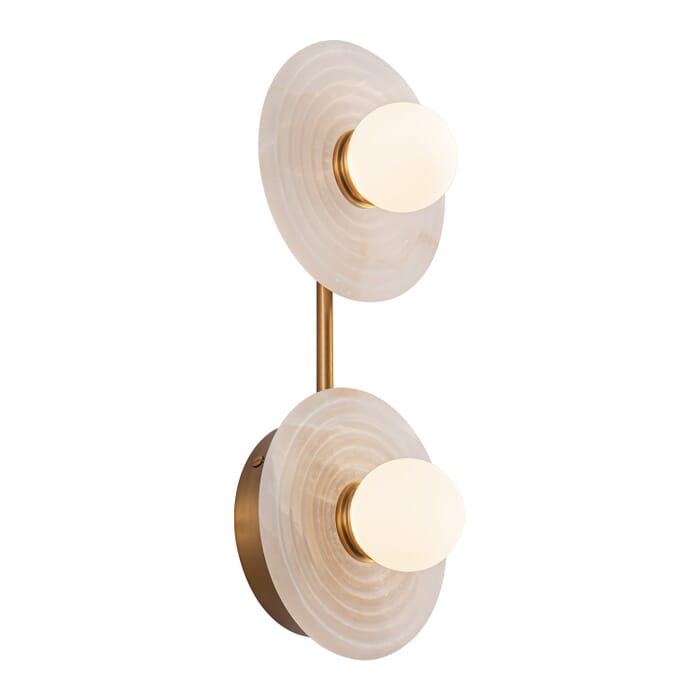 Dahlia LED Bathroom Vanity Light in Vintage Brass with Alabaster Dahlia LED Bathroom Vanity Light in Vintage Brass with Alabaster