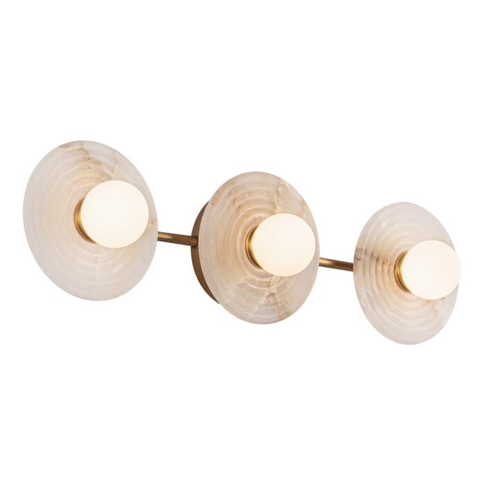 Dahlia LED Bathroom Vanity Light in Vintage Brass with Alabaster Dahlia LED Bathroom Vanity Light in Vintage Brass with Alabaster