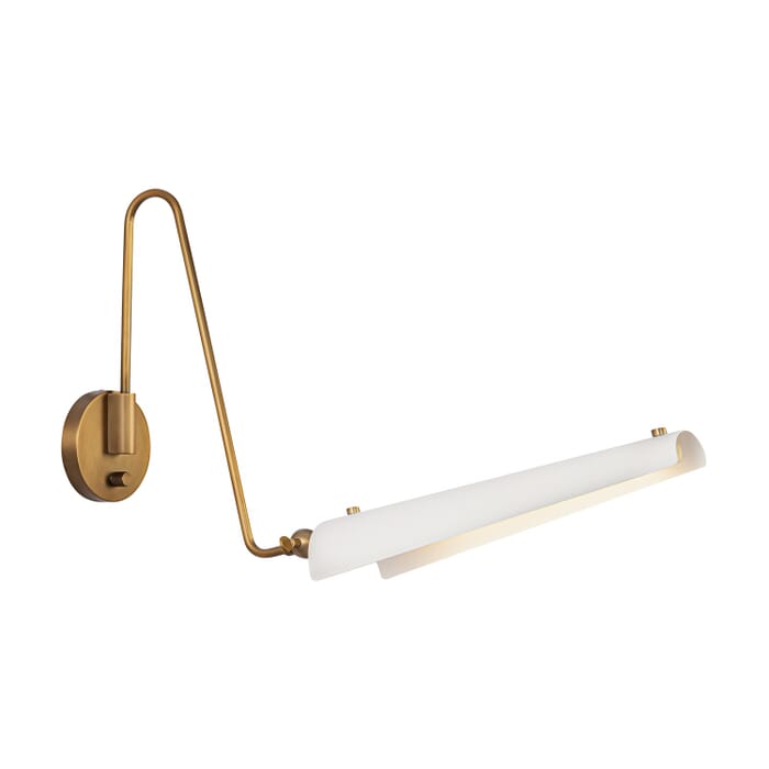 Osorio LED Bathroom Vanity Light in Matte White with Vintage Brass Osorio LED Bathroom Vanity Light in Matte White with Vintage Brass
