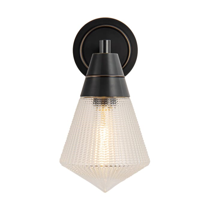 Willard 1-Light Wall Sconce in Urban Bronze with Clear Prismatic Glass Willard 1-Light Wall Sconce in Urban Bronze with Clear Prismatic Glass