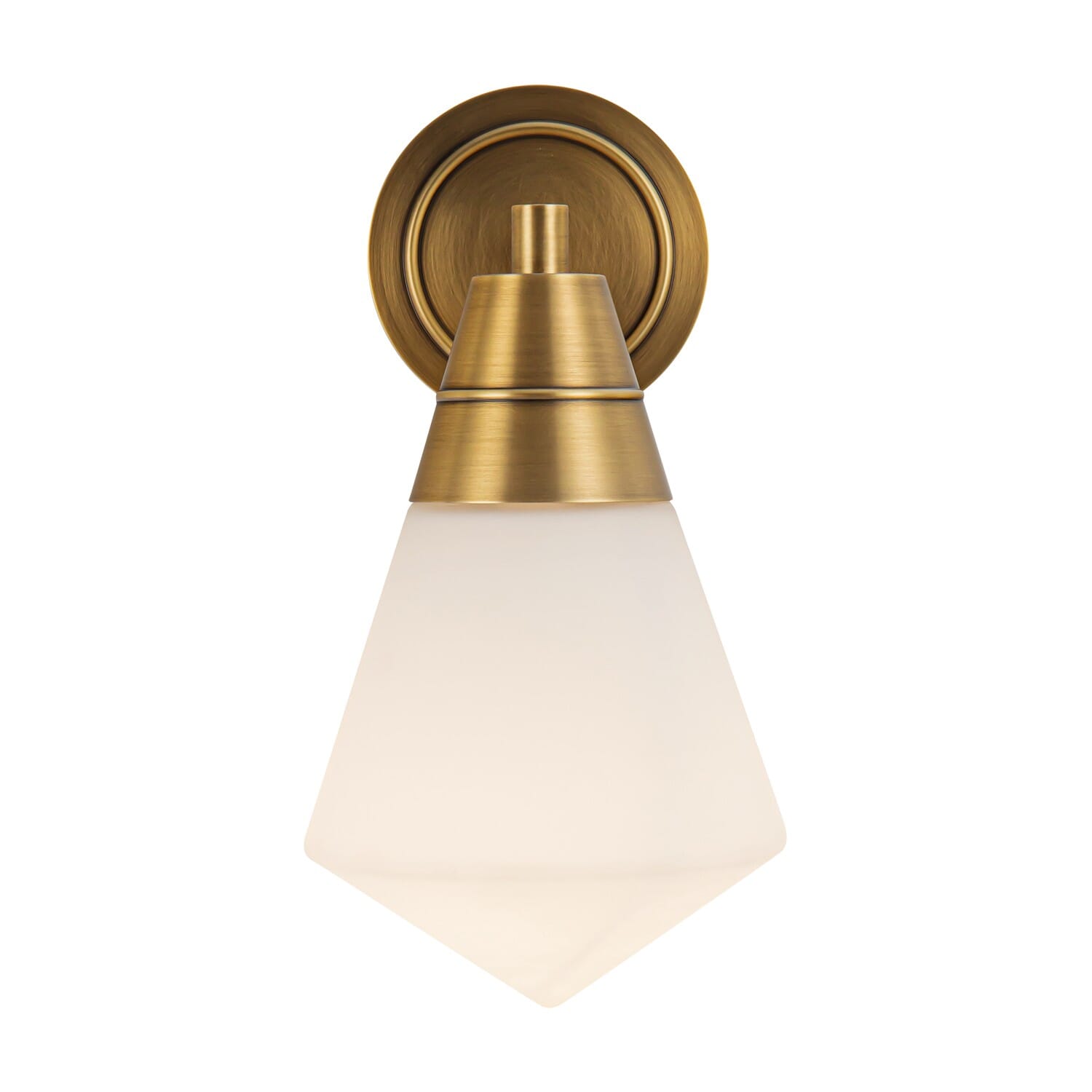 Willard 1-Light Wall Sconce in Vintage Brass with Matte Opal Glass