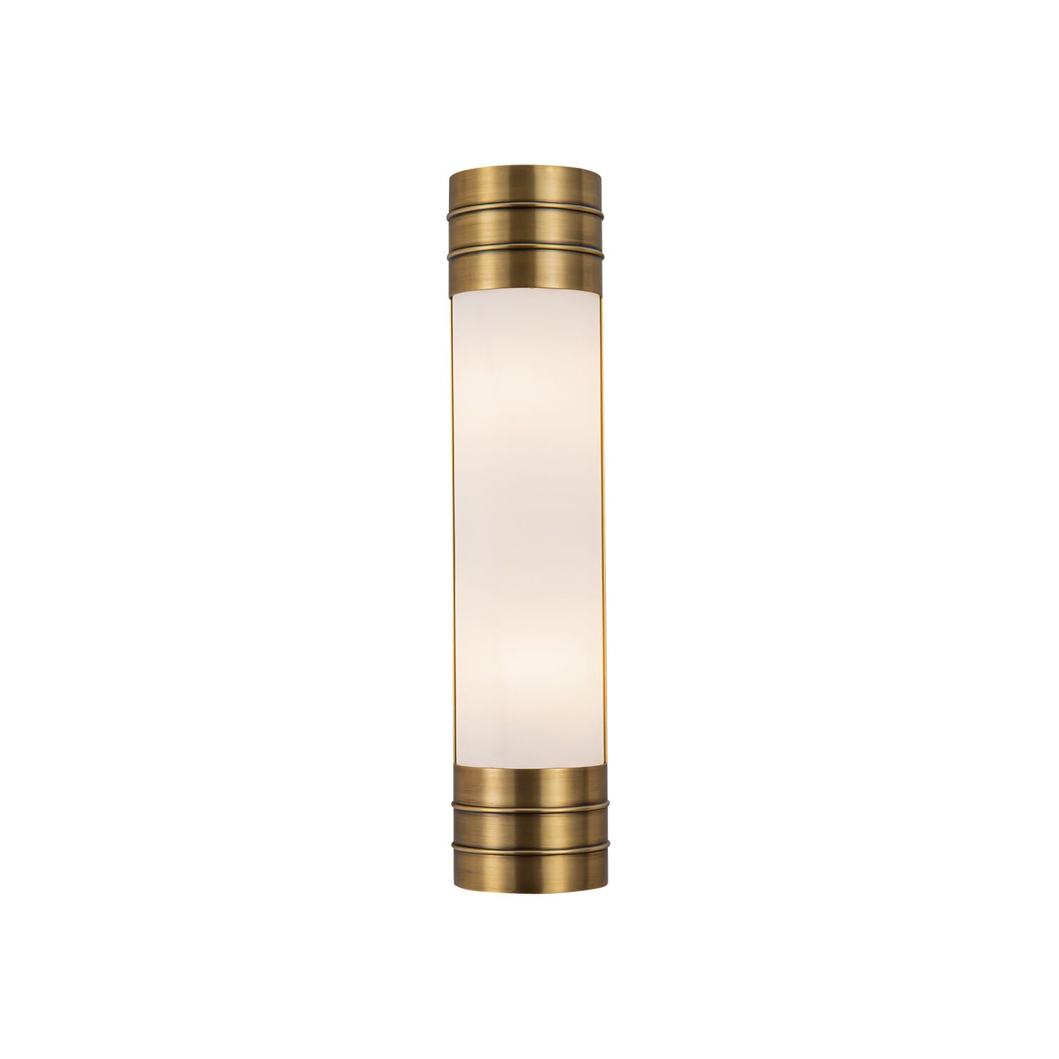 Willard 2-Light Bathroom Vanity Light in Vintage Brass with Matte Opal Glass