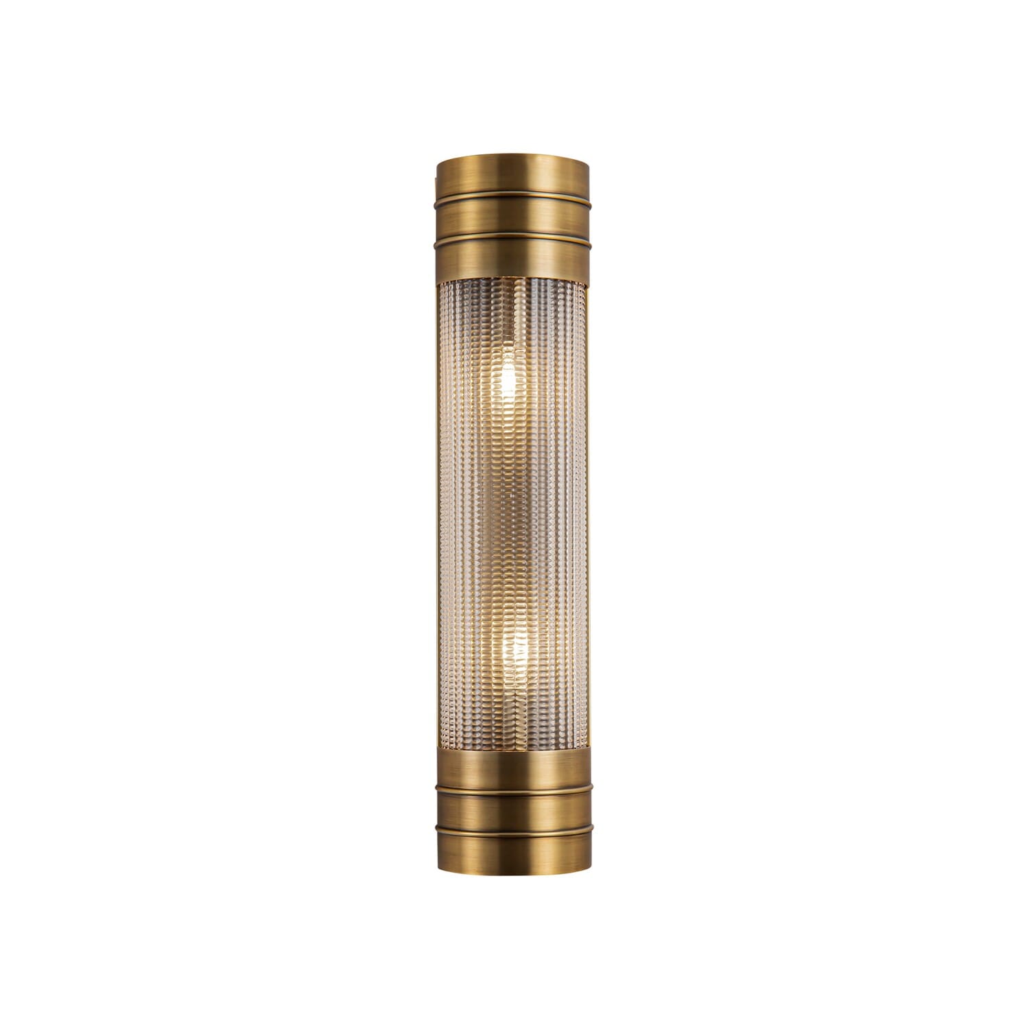 Willard 2-Light Bathroom Vanity Light in Vintage Brass with Clear Prismatic Glass