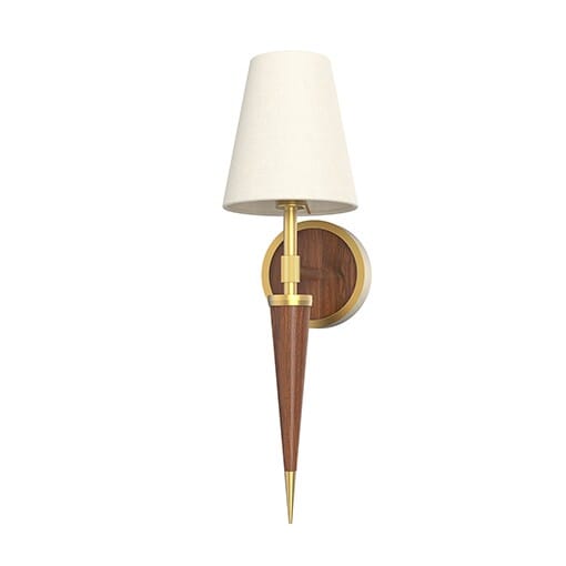 Alora Kimpton Bathroom Vanity Light in Vintage Brass and Walnut