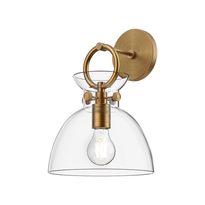 Waldo 1-Light Wall Sconce in Aged Gold with Clear Glass Waldo 1-Light Wall Sconce in Aged Gold with Clear Glass