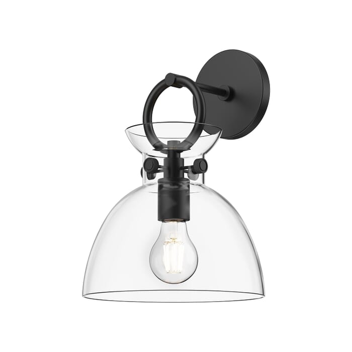 Waldo 1-Light Wall Sconce in Matte Black with Clear Glass Waldo 1-Light Wall Sconce in Matte Black with Clear Glass